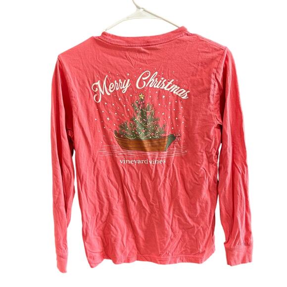 Vineyard Vines Merry Christmas Shirt 100% Cotton Salmon Color Size Large 16 - Picture 2 of 6